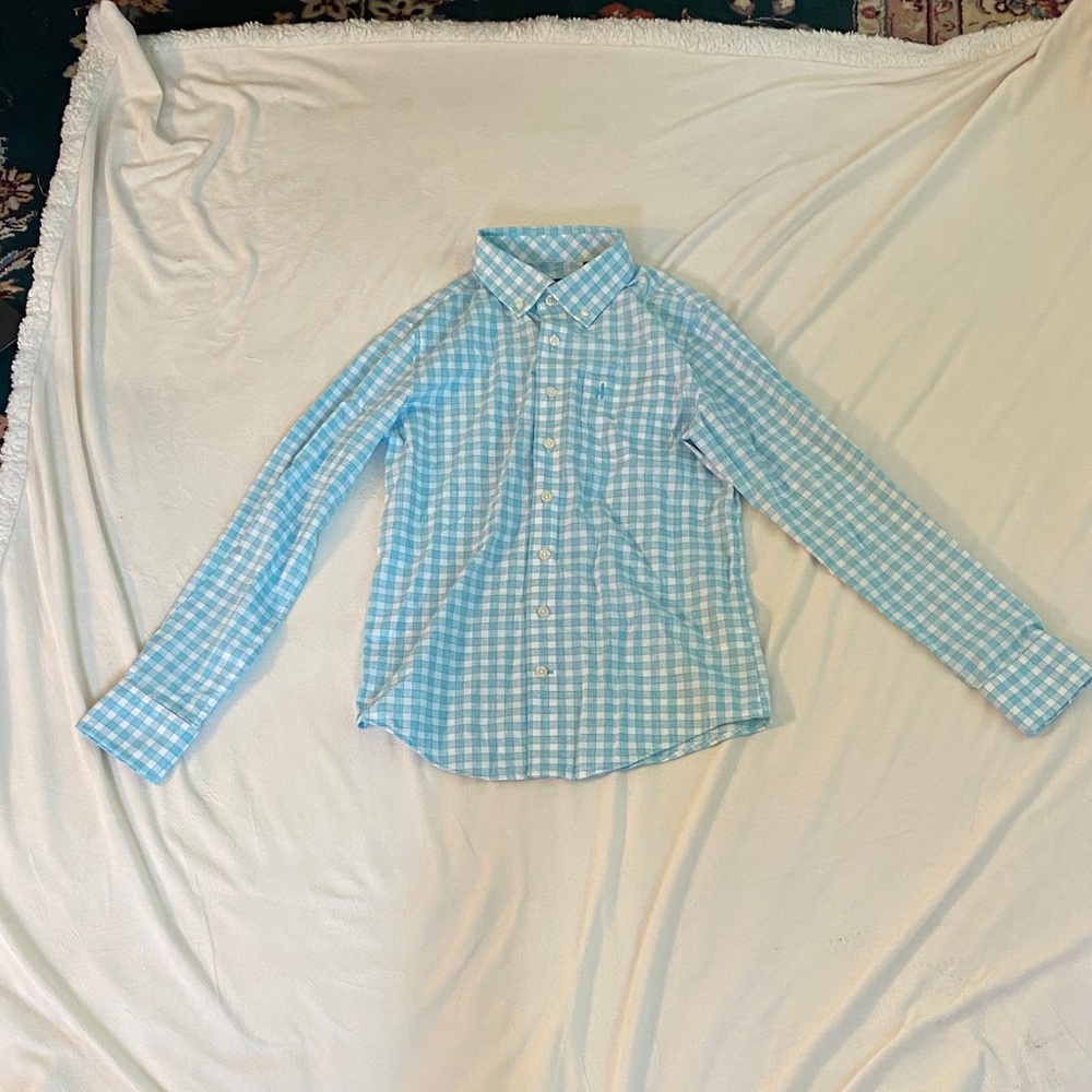 johnnie-O Blue Checkered Kids Button Down Shirt